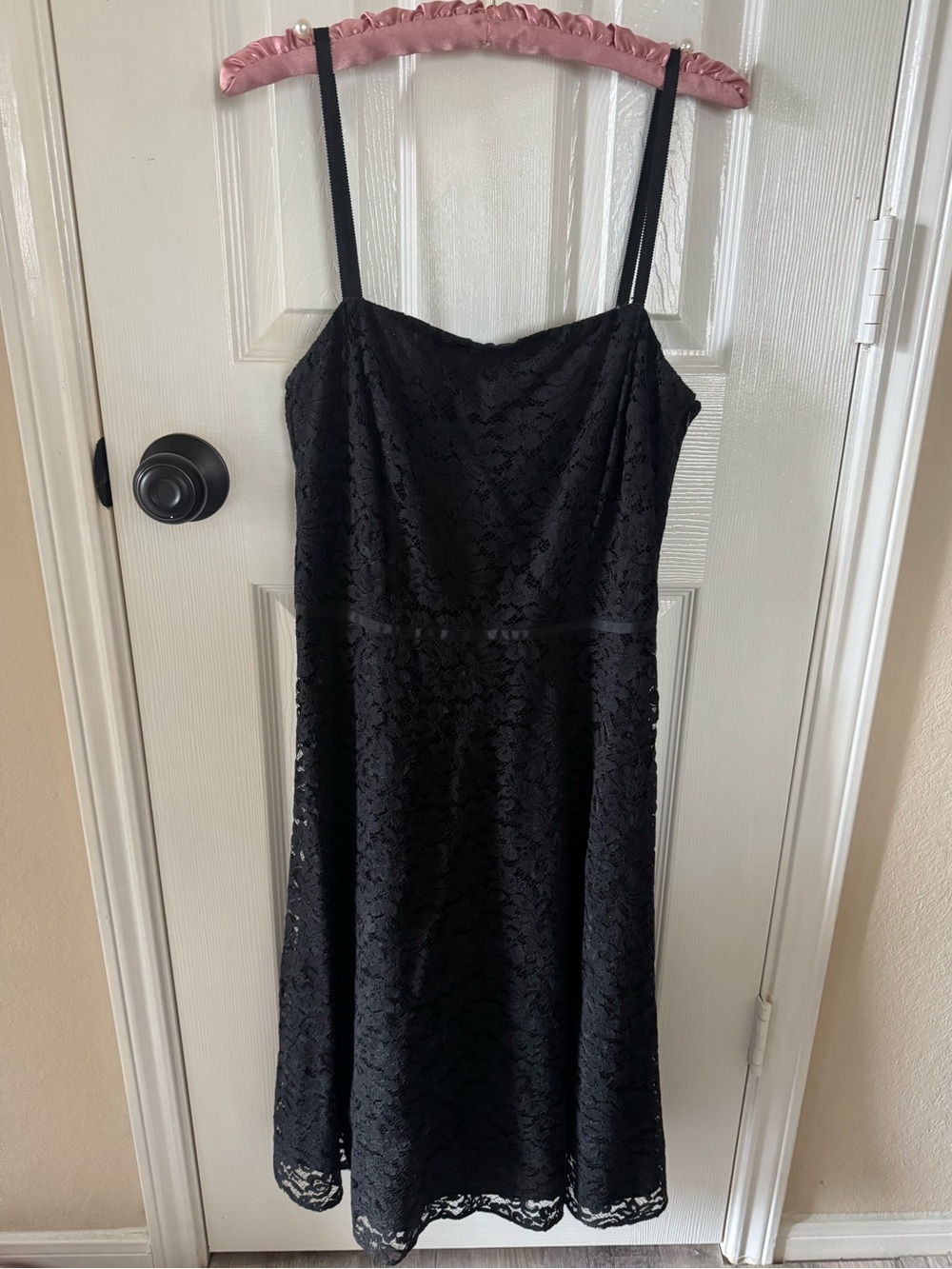 Ann Taylor Black Lace Midi Slip Dress
